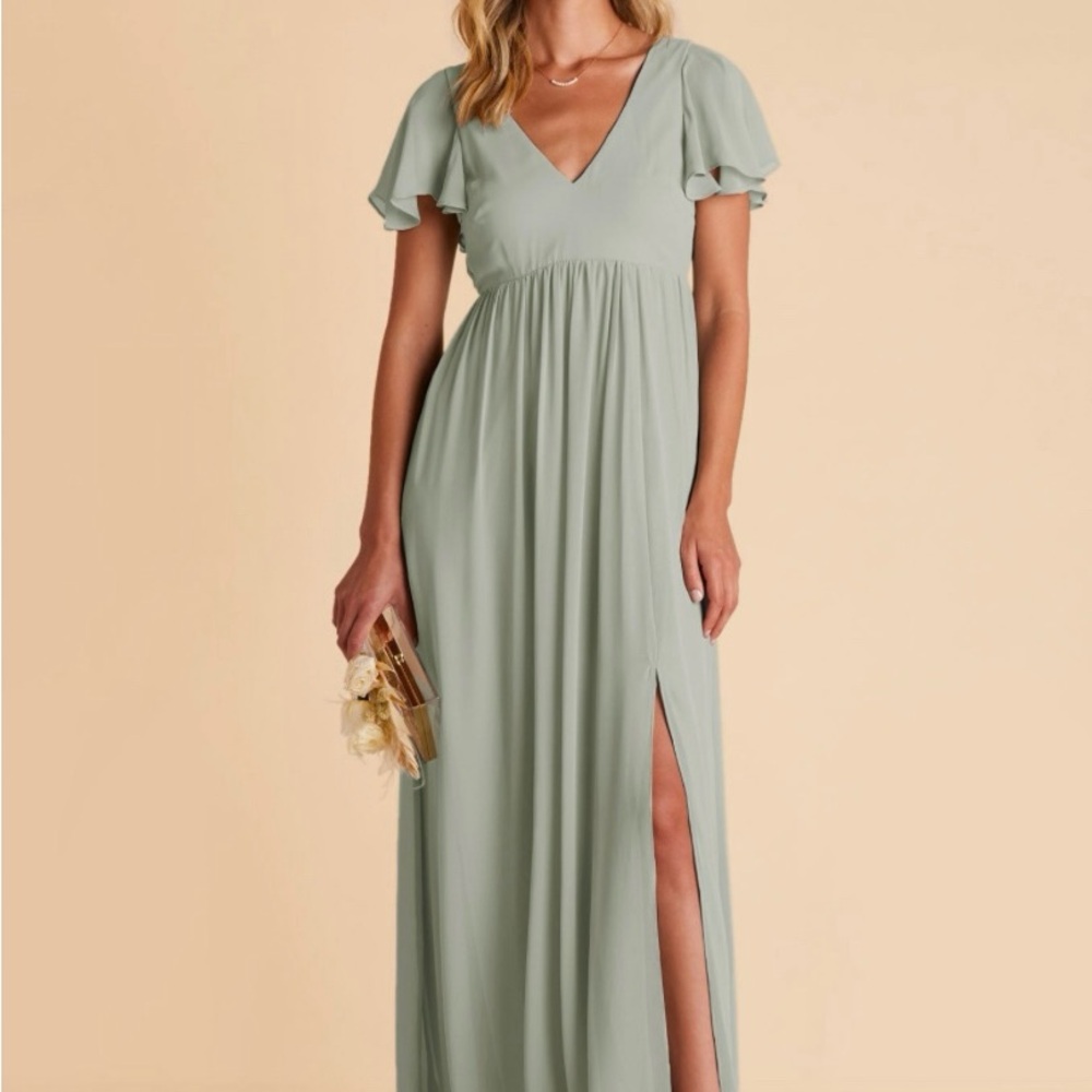 Birdy Grey Sage Maxi Dress with V-Neck chiffon